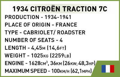 KLOCKI COBI HC WWII 2264 SAMOCHÓD CITROEN TRACTION 7C 199 KL.